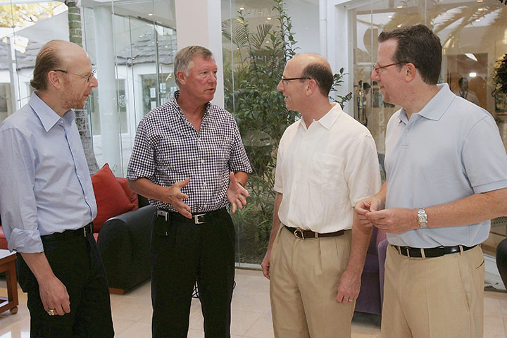 Fergie's 25 years: Sir Alex Ferguson meets Avram Glazer, Joel Glazer and Bryan Glazer