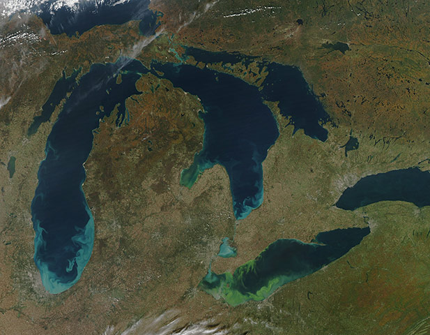 Satellite Eye on Earth: The brilliant streaks of blue and green that color the Great Lakes