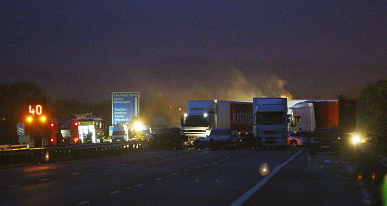 M5 crash: M5 motorway scene