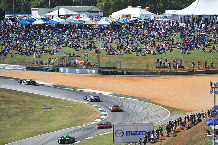 Petit Le Mans: The crowd watchs the cars stream through turn 5 at Petit Le Mans 