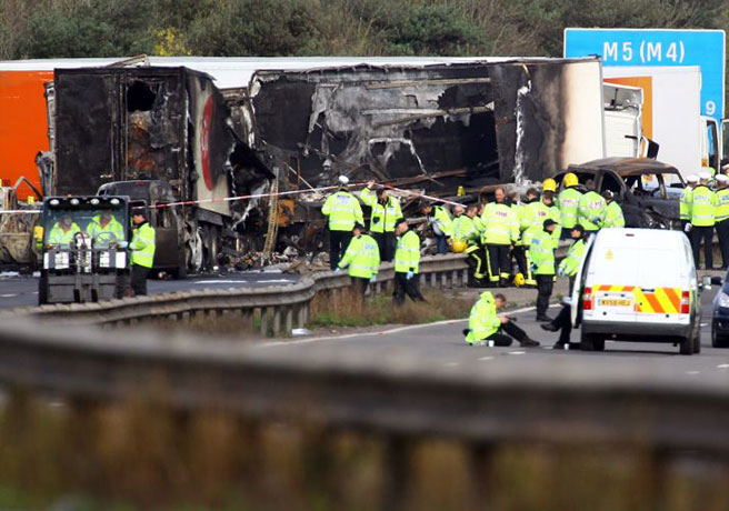 M5 crash day 2: Dozens of emergency workers at the rear of the crash site