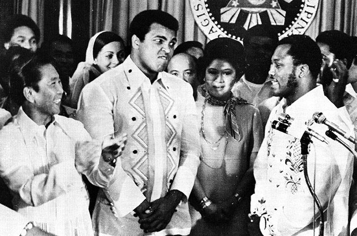 Joe Frazier: Muhammad Ali, Joe  Frazier and President Ferdinand Marcos in 1975