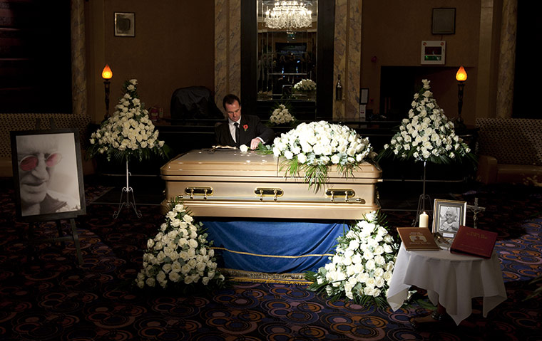 Jimmy Savile funeral: The coffin is put on display