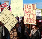 Students protest in central London against an increase in university tuition fees in November 2010.