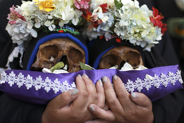 Bolivia Day of Skulls: decorated skulls