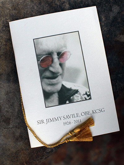 Jimmy Savile funeral: The Order of Service commemorating Sir Jimmy Savile 