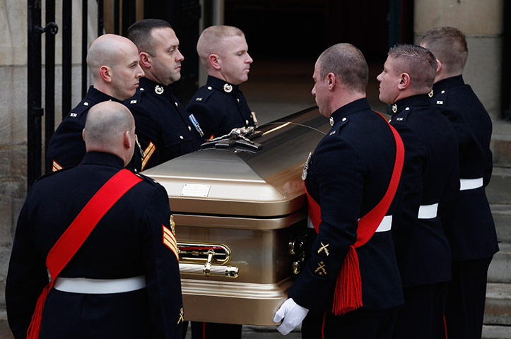 Jimmy Savile funeral: The coffin of Sir Jimmy Savile is carried by pall bearers 