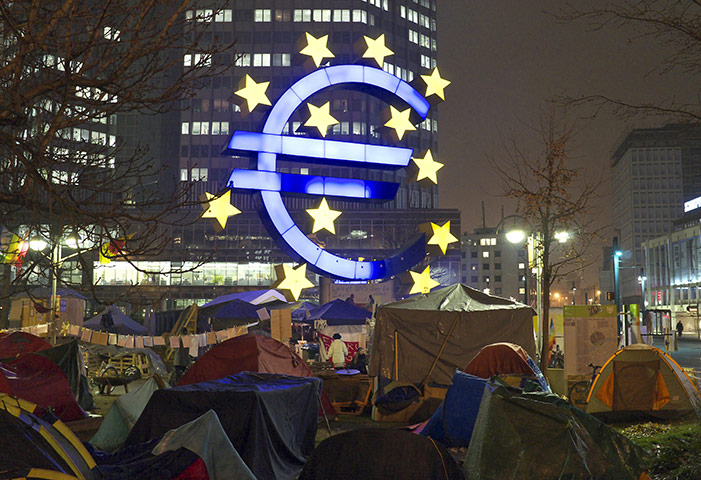 Week in business: Tents from the Occupy protest movement in Frankfurt am Main