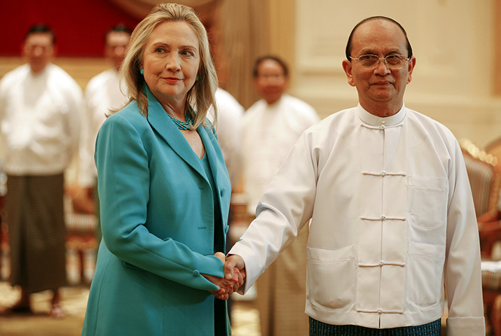 Hillary Clinton in Burma: handshake