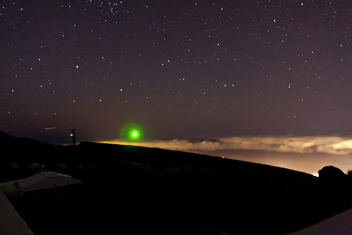 Month in Space: A green laser was used to guide the invisible infrared beam 