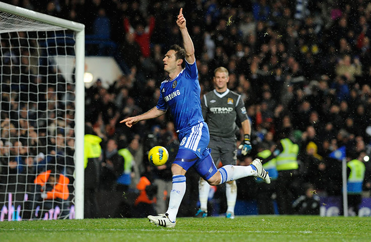 Chelsea v Man City: Frank Lampard celebrates scoring the winning goal for Chelsea