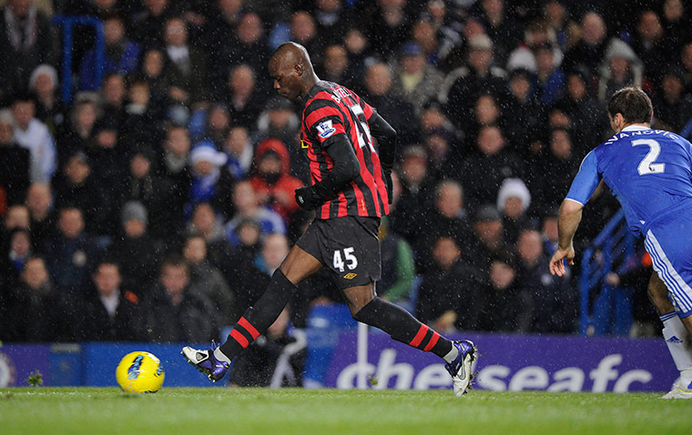 Chelsea v Man City: Mario Balotelli scores the first goal of the game