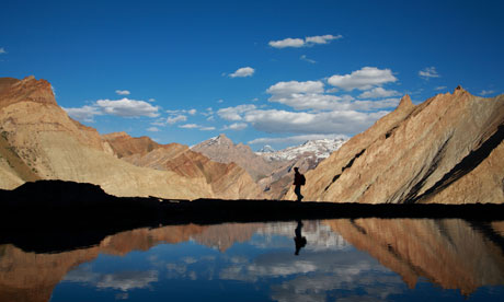 a trekker in the himalaya