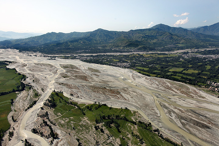 Declan Walsh: Aerial view of the Swat river six weeks after flash floods
