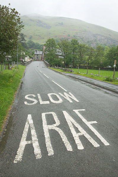  Year in Science: A road sign in Welsh and English in the village of Llangynog in Powys Wales