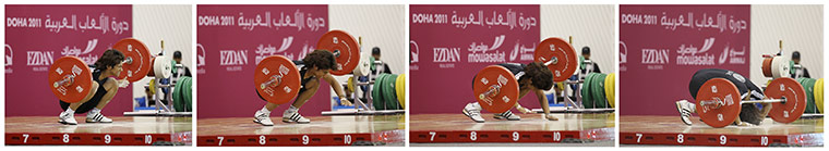 Best of the sport week: The UAE's Ayecha Albalooshi slips as she attempts a 50kg lift