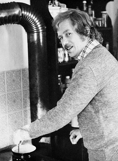 Vaclav Havel: 1960: Vaclav Havel cooking at his home in Hragecek