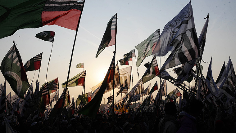 24 hours: Lahore, Pakistan: Activists of political parties at a protest rally