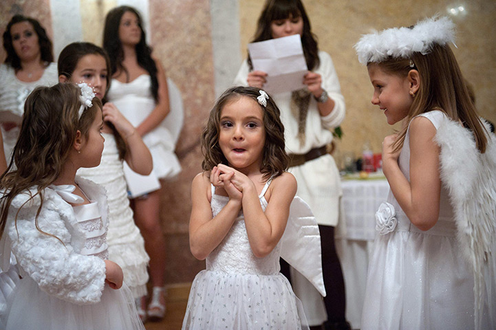 24 hours: Vasszecseny, Hungary: A contestant at a Children's Beauty contest