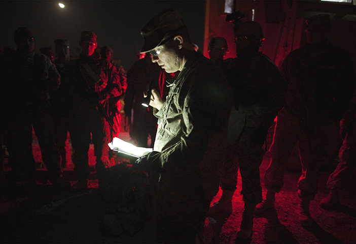 FTA: Lucas Jackson: Captain Askew gives soldiers mission brief before leaving Camp Adder