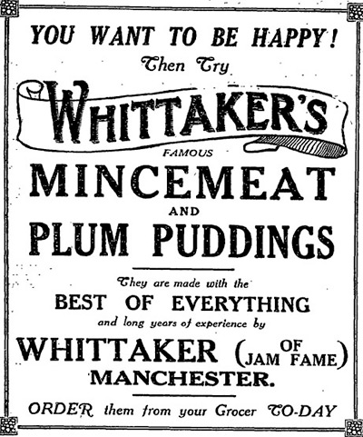Christmas adverts: Whittaker's mincemeat and plum puddings ad