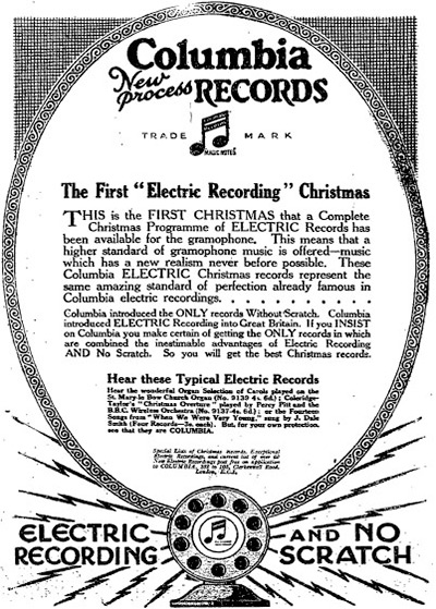 Christmas adverts: Columbia records ad from 1926