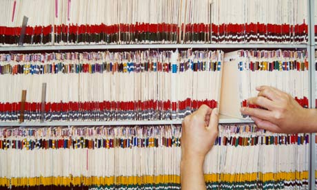 Woman filing medical records