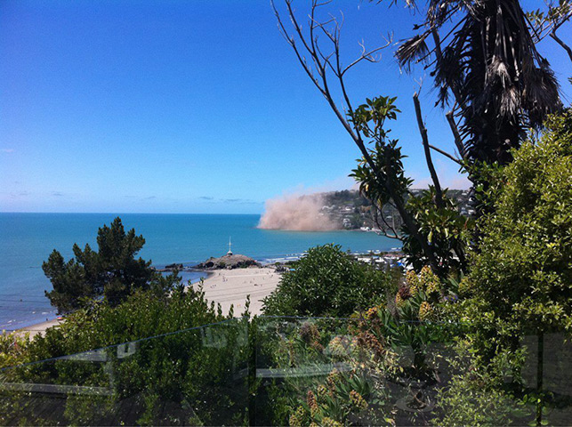 Christchurch earthquake: Dust rises as a result of the earthquake that rattled Christchurch