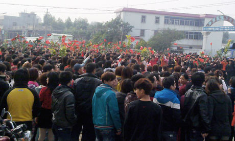 Villagers protest in Haimen, China