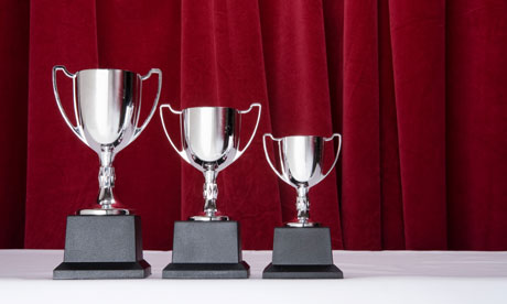 Three silver trophies