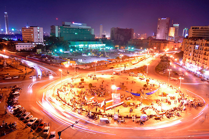 24 hours in pictures: Cairo, Egypt: A view shows traffic at Tahrir Square