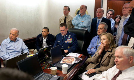 Barack Obama, Hillary Clinton and Joe Biden watching the operation against Osama bin Laden