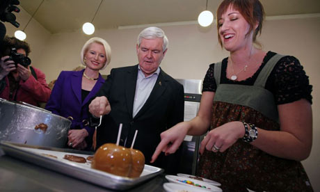 Newt Gingrich at chocolate factory in Iowa
