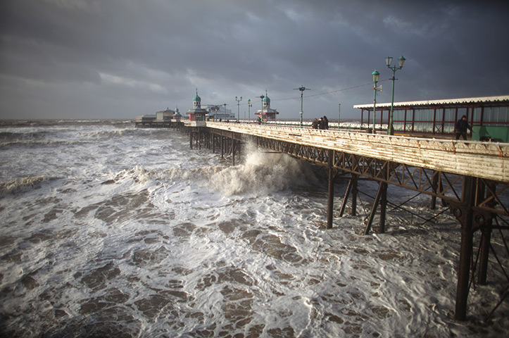 24 hours in pictures: Blackpool, UK: Waves whipped up by high winds