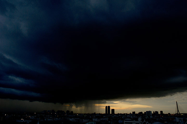 2011 in Environment:  Heavy rain falls over the city of Bangkok