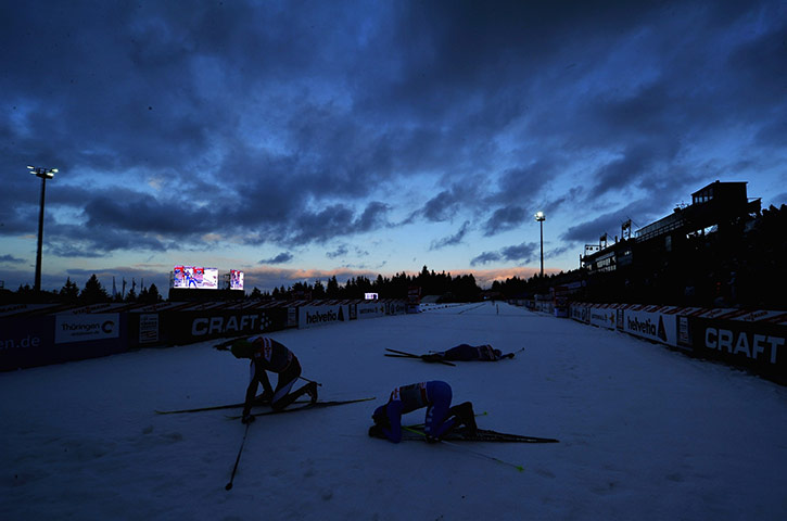 pictures of the week: Competitors after completing the FIS Tour de Ski Oberhof Men's Prolouge