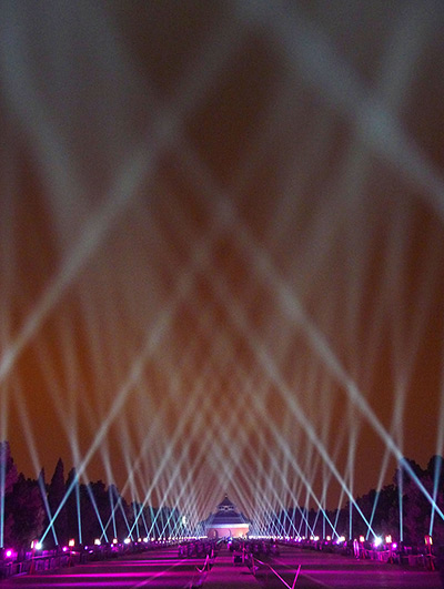 New year preparations: Beijing, China: A lighting test for the gala at the Temple of Heaven Park