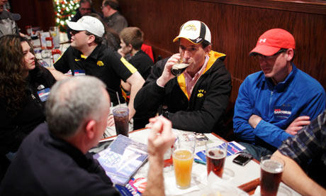 It's 4th and 10 for Santorum as He Hunts for Iowa Caucus Votes at Sports Bars