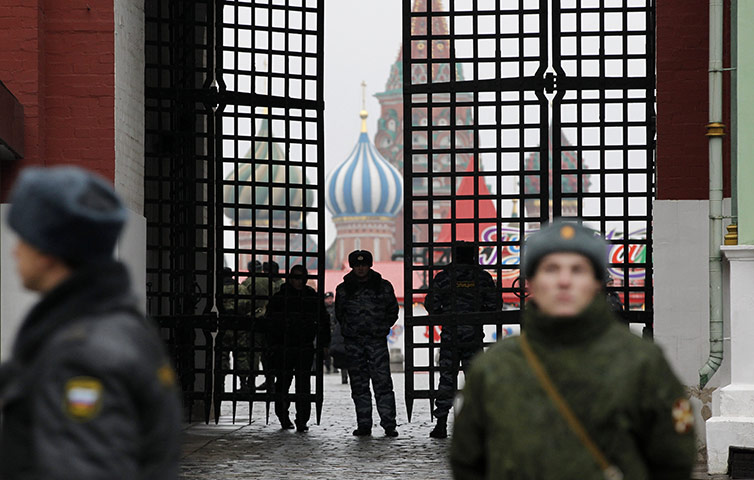 russia elections: Russian police officers block Red Square