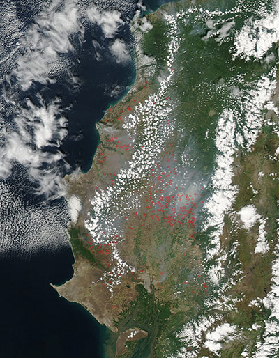 Satellite Eye on Earth: Fires in the coastal province of Santa Elena, Ecuador