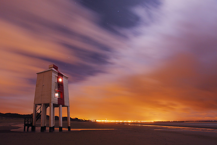 Landscape Photographer: Lighthouse at Night, Burnham on Sea, Somerset