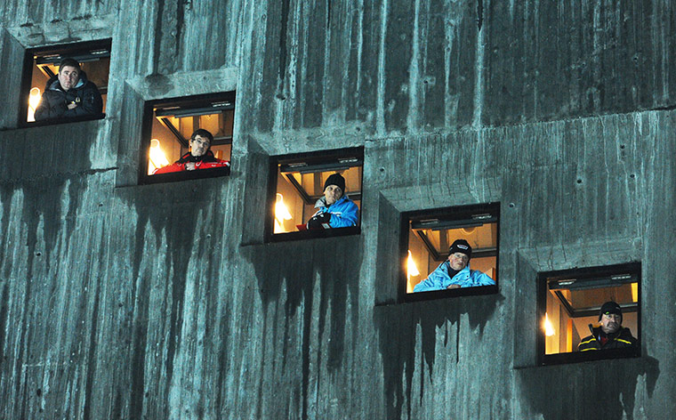 The week in sport: Style judges on their tower during the FIS Ski Jumping World Cup 