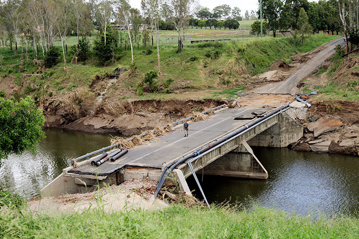 Grantham Flood Damage: A damaged bridge in Grantham