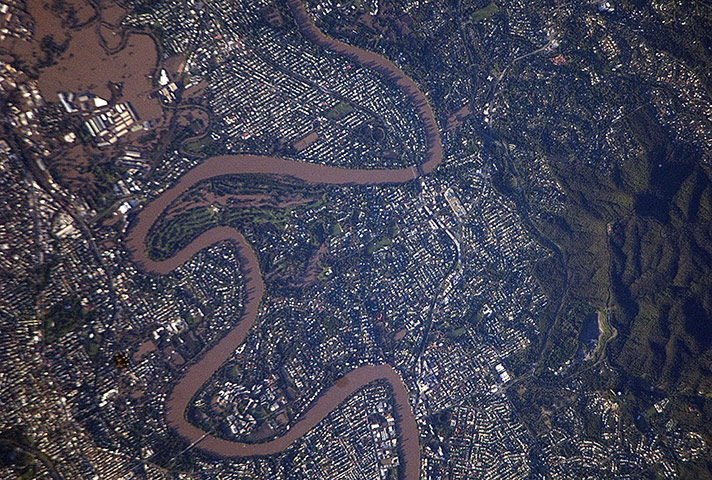 Satellite Eye on Earth:  flooding in the suburbs of Brisbane, Australia