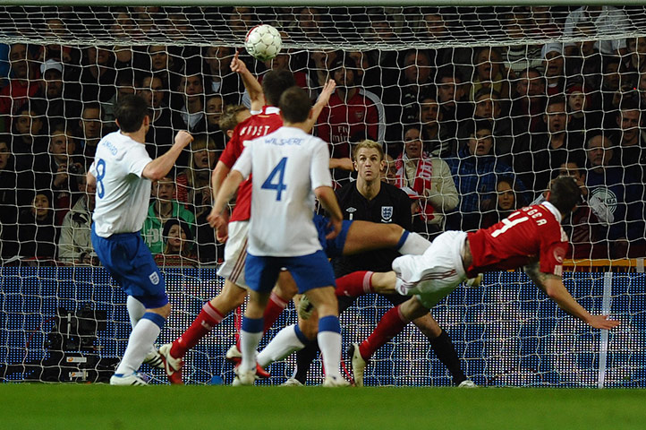 Denmark v England: Denmark's Daniel Agger opens the scoring against England