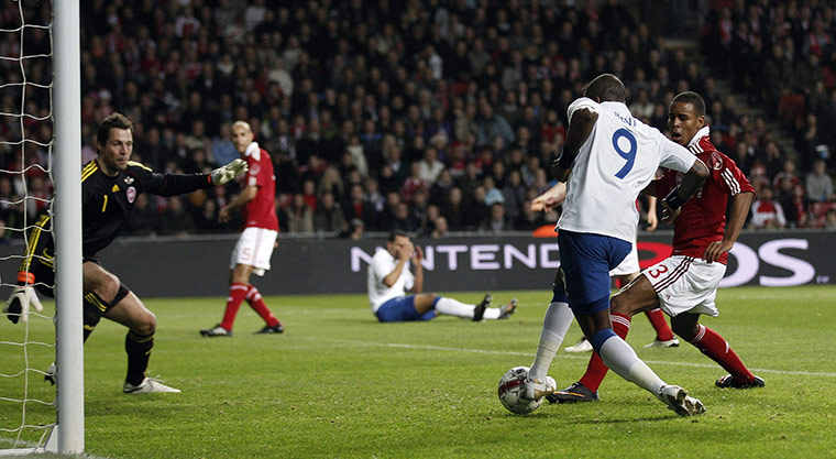 Denmark v England: Darren Bent scores for England
