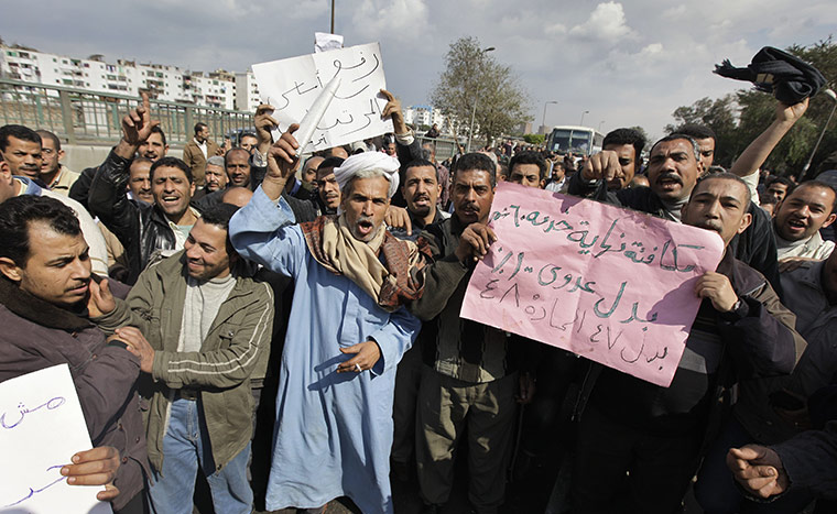 Egypt day 17: Bus drivers strike at a bus depot in Shubra Mazalat in Cairo