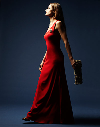 Livia Firth eco-fashion: Upcycled red gown