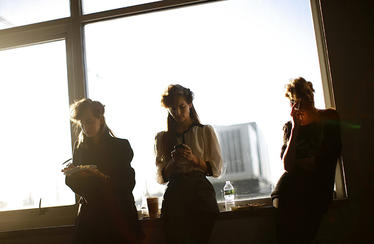 New York Fashion Week: Models wait backstage during New York Fashion Week