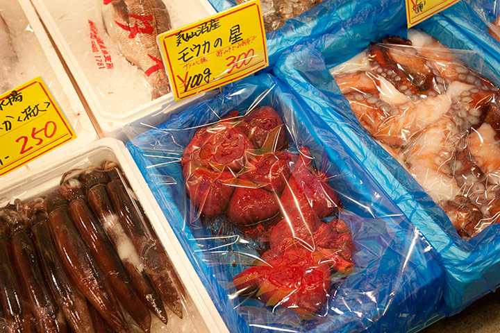Shark fishing: shark hearts for sale at Kesennuma